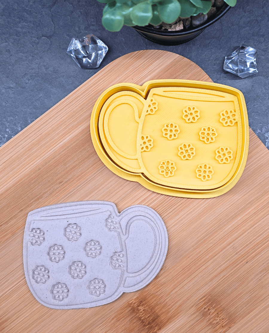 Sausainių formelė Puodelis su gėlėmis