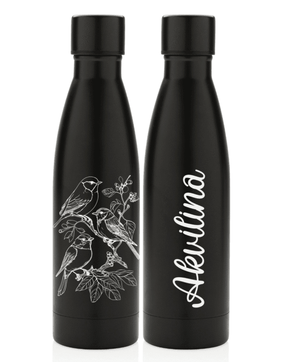 Graviruota termo gertuvė su vardu Paukščiai, 500ml Graviruota termo gertuvė su vardu Paukščiai, 500ml