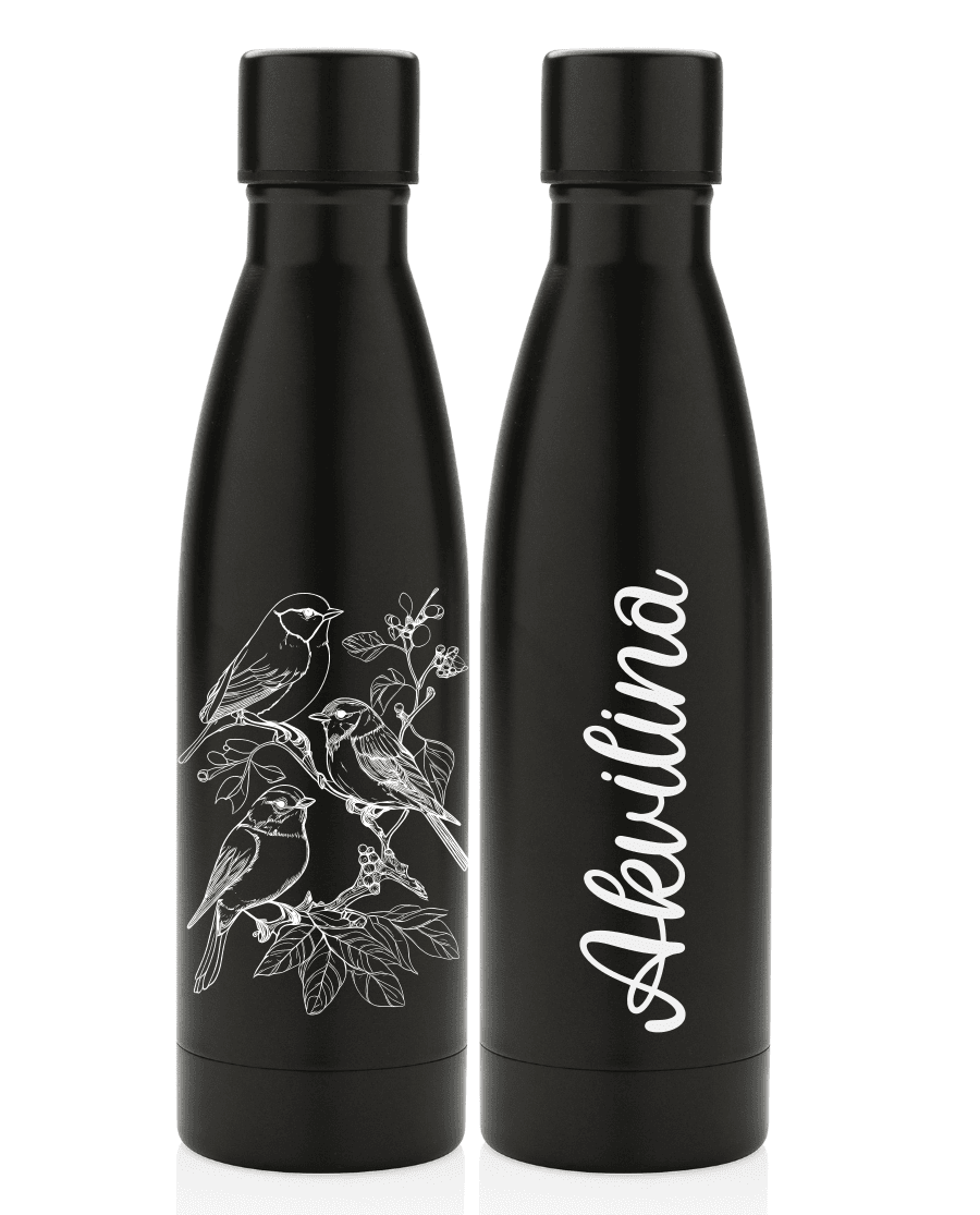 Graviruota termo gertuvė su vardu Paukščiai, 500ml
