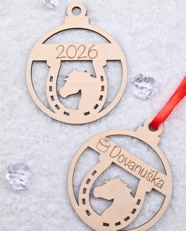 Kalėdiniai eglutės žaisliukai su vardu ar logo Arklys