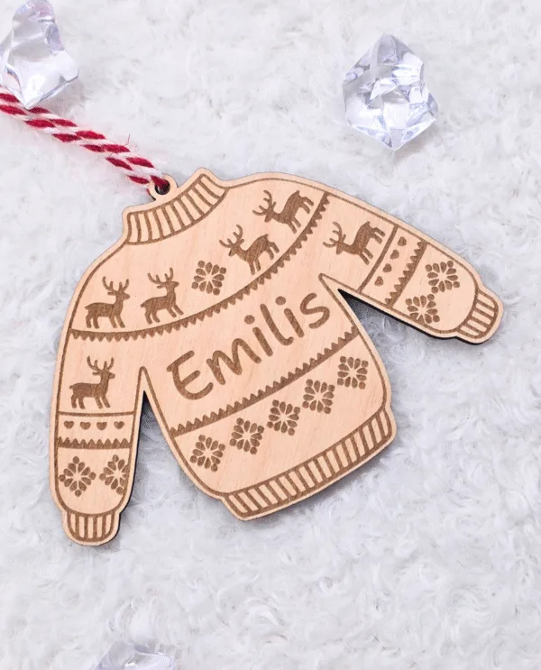 Kalėdiniai eglutės žaisliukai su vardu ar logo Žiema