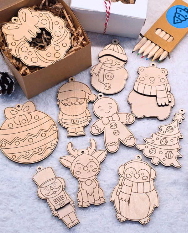 Kalėdinis spalvinimo rinkinys vaikams Eglutės žaisliukai